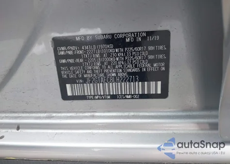 2020 Subaru Crosstrek Premium из США, поврежденный, VIN JF2GTAEC8LH222713